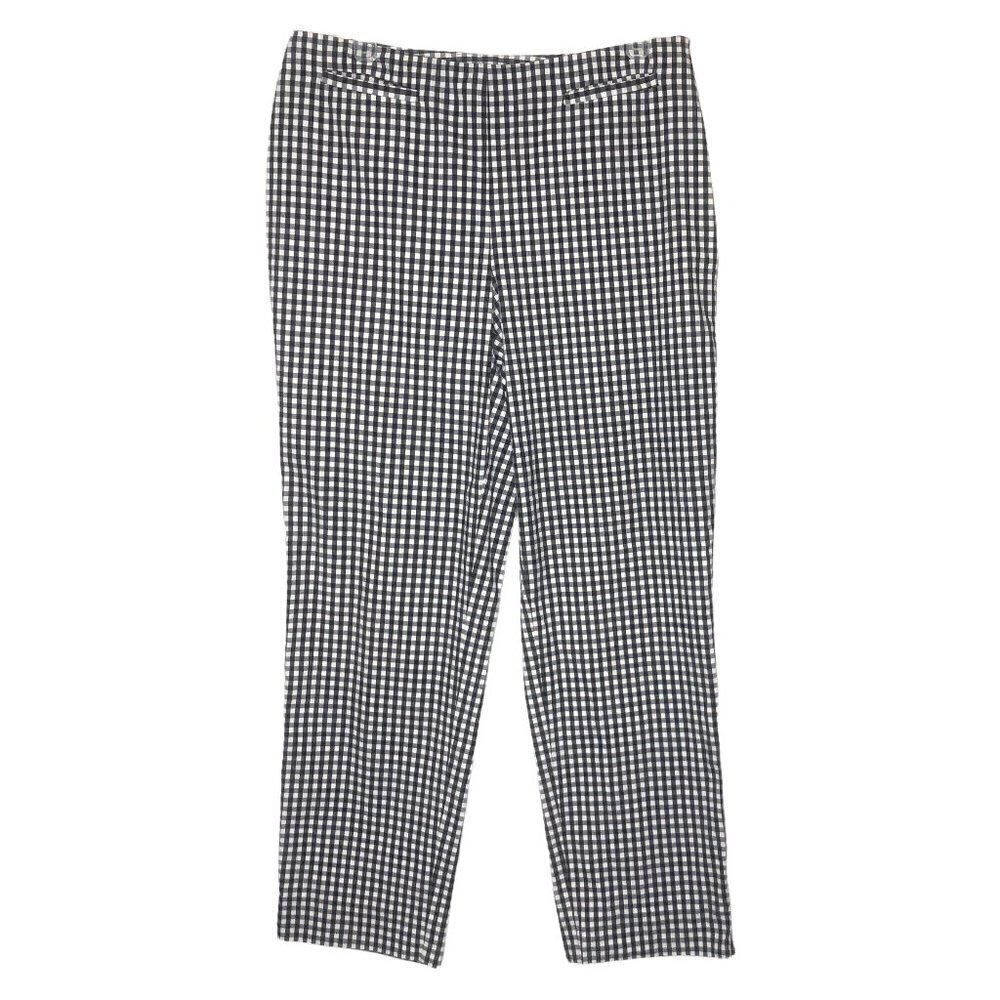 DAVID Brooks - Black & White Gingham Checked Cotton Blend Preppy Pants - Size 10